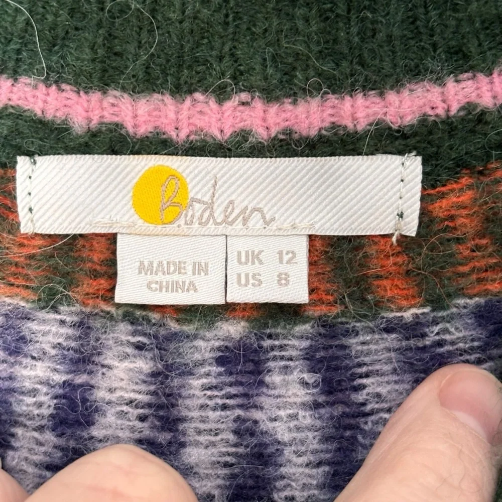Boden Hettie Fluffy Fair Isle Bubble Sleeve Oversized Sweater - Sz 8 (UK 12) - Picture 4 of 11